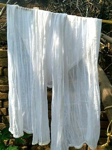 New White Dupatta with Tassels