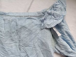 Baby Blue Off-Shoulder Ruffle Sleeve Blouse