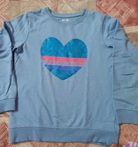 Blue Glitter Heart Sweatshirt