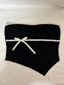 Black Asymmetrical Tube Top with Bow Detail