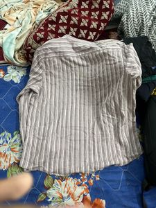 VASTRADO Striped Band Collar Shirt