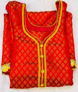 Vibrant Red Brocade Kurta Set💫