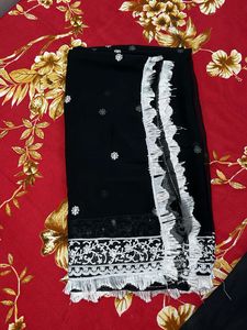 Elegant Black Embroidery Kurta Set with Wide-Leg