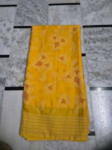 Vibrant Yellow Floral Saree