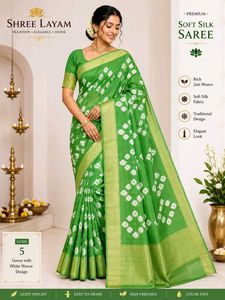 Vibrant Green Bandhani Saree