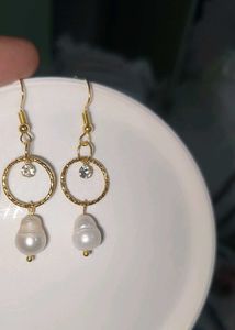 fresh water Pearl &amp; Crystal Hoop Earrings