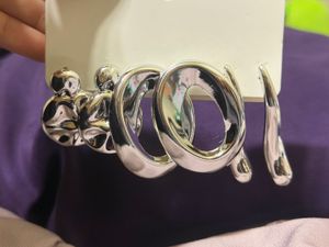 Chunky Silver Hoop Earrings Set