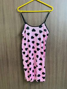 beautiful pink color heart print nighty for sale