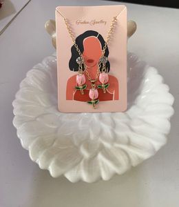 Cute Tulip Necklace & Earrings Set 🌷