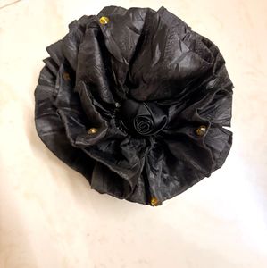 Black Ruffled Flower Hair Claw Clip