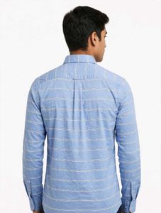 Men's Blue Striped Casual Shirt