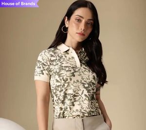 Beige and Olive green T-Shirt for women