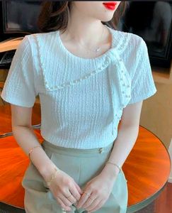 Cute White Pearl Embellished Top