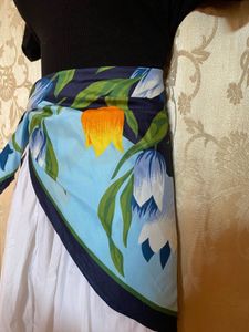 Vibrant Floral Print Silk Scarf