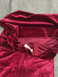 Burgundy Velvet Mini Dress