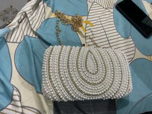 Elegant Pearl Embellished Clutch