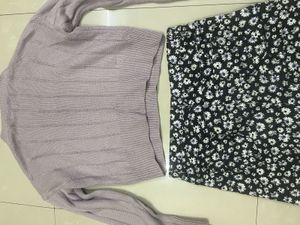 B1G1 lavender sweater with cute shorts
