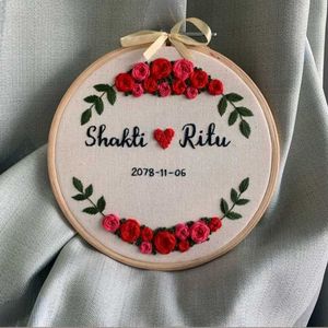 Custom Embroidered Anniversary Hoop💕🌸