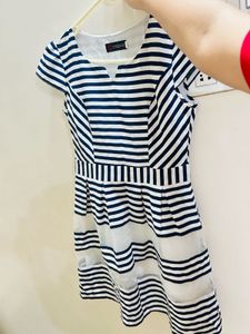Chic Navy &amp; White Striped Fit &amp; Flare Dress