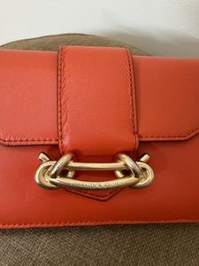 Vibrant Orange Clutch with Gold Hardware