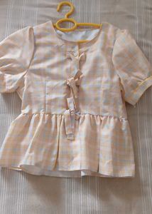 Cute Pastel Plaid Peplum Blouse