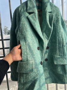 Ice Blue Textured Wool Blend Coat ❤️‍🔥❄️
