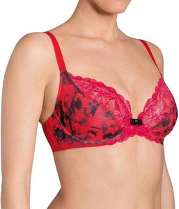 Red Floral Lace Bra
