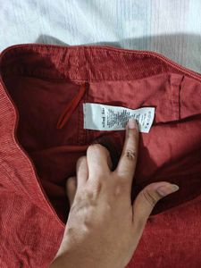 Red Corduroy Mini Skirt