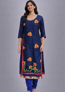 get free yellow dupatta Navy Blue Suit