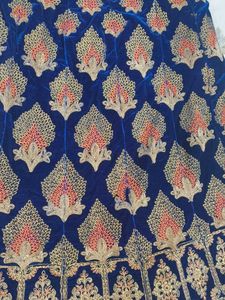 Blue Velvet Embroidered Lehenga Skirt