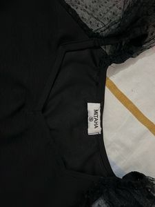 Black Sheer Sleeve Crop Top