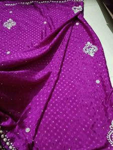 Purple Embellished saree blause with peticot