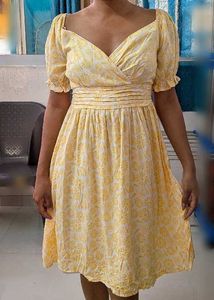 Sunny Yellow Floral Midi Dress