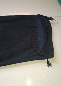 Women's Black Ripped Wide Leg Stretchable Jeans wi