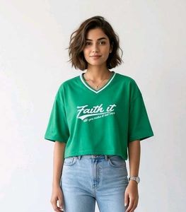Green "Faith it" Crop T-Shirt