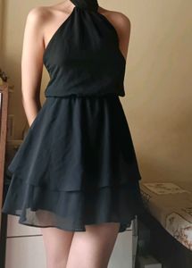 H&amp;M Black Halter Neck Mini Dress