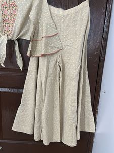GLOBAL DESI Embroidered Crop Top &amp; Palazzo Set