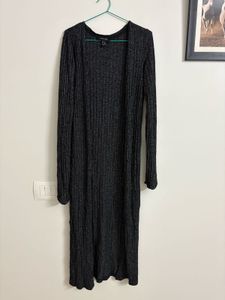 Longline Grey Ribbed Cardigan/ shrug