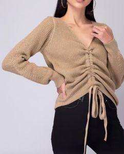 Cozy Ruched V-Neck Sweater