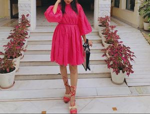 Puff Sleeves Dress 🎀🩷