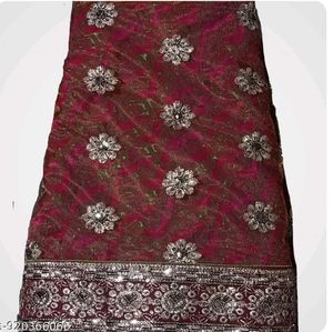 Maroon Floral Embroidered Saree