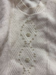 Cozy White Embellished Sweater