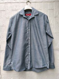 New with tag Korean Blue Striped Button-Up Shirt