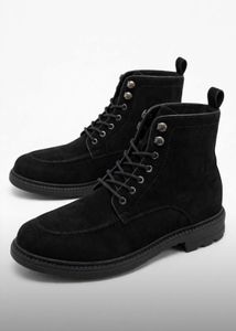 Black Suede Lace-Up Boots
