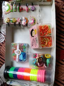 Kids Hair Accessories & Rubber Bands Set