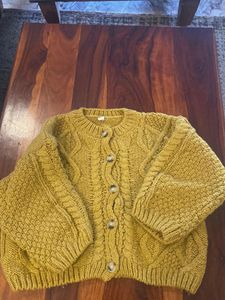 Cozy Mustard Cable Knit Loose Fit Cardigan