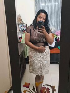 Floral Beige Short Skirt
