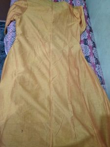 Yellow Kurta with Lace Sleeves