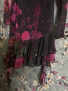 Floral Mesh Ruffle Dress