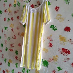 Yellow &amp; White Striped Kurta
